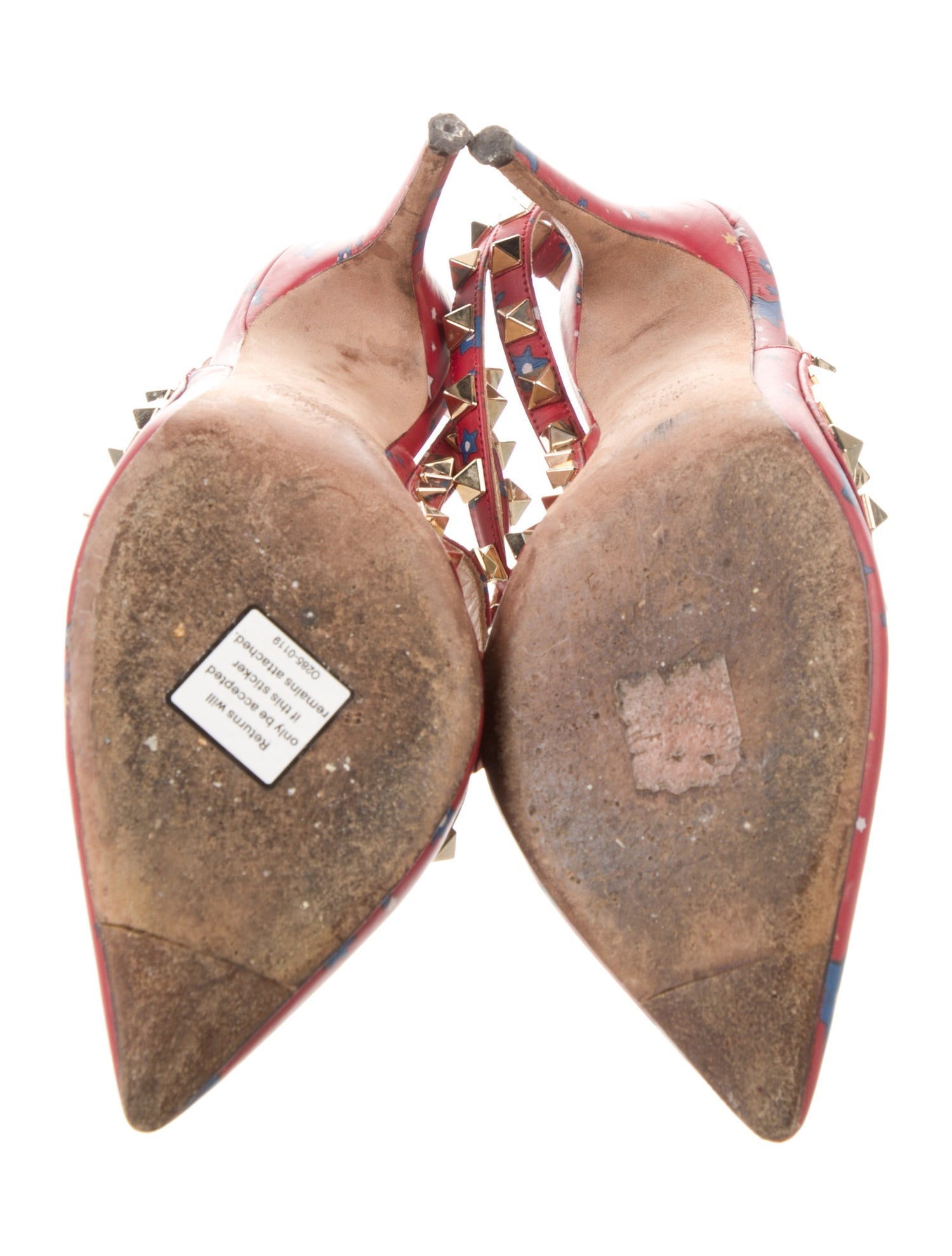 Valentino Rockstud Accents Leather T-Strap Pumps